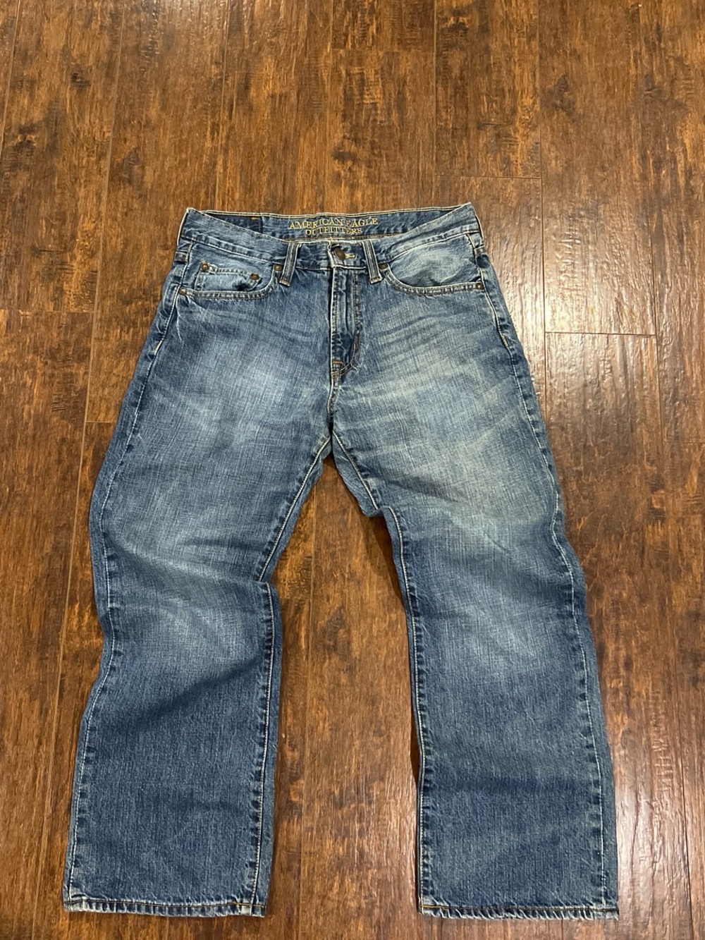 American Eagle Outfitters Men's Faded Blue Bootcut Jeans